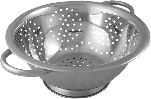 Miniatura 7 de Home Basics - Colador de metal con acabado de acero inoxidable de 5 cuartos de galón  Colador mediano  Con asas de fácil agarre  Coladores y