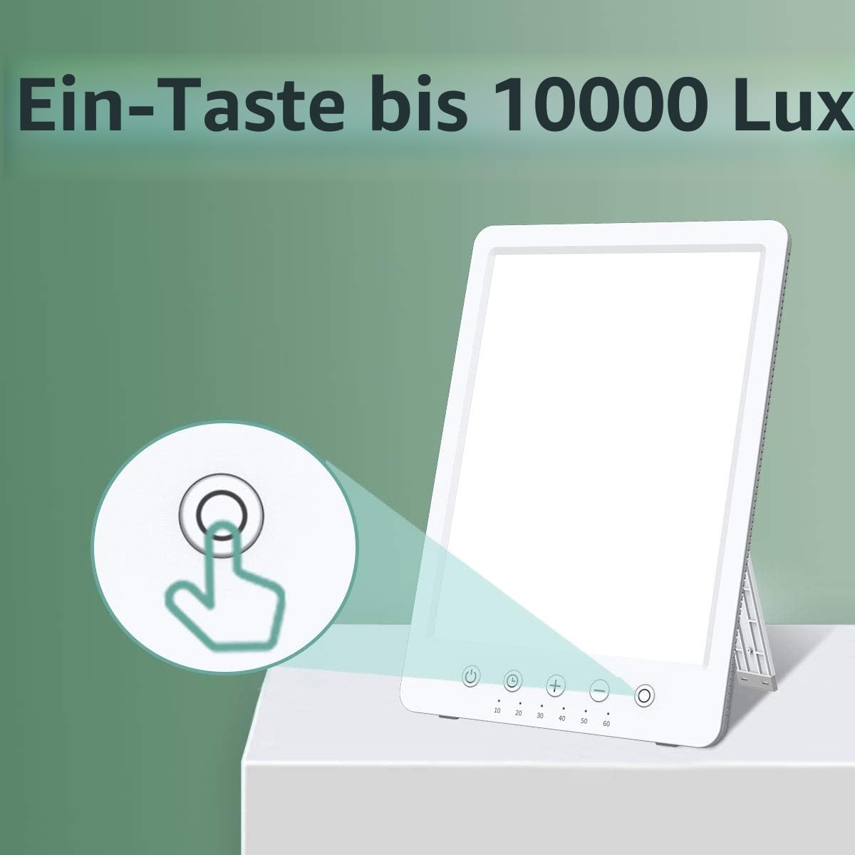 Easysleep Tageslichtlampe 10000 Lux Lichttherapielampe LED mit 6 Timer, 10 Helligkeitsstufen, UV-freies simuliertes Sonnenlicht