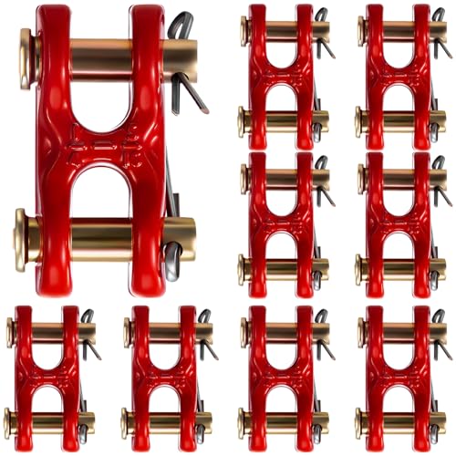 Otoolling 10 Pcs 5/16\" Safety Chain Repair Links Zinc Plated G70 Double Twin Clevis Safety Chain Connector Link Heavy Duty Trailer Tie Down Connector for Trucks Trailers Warehouses, 3900 LBS. Capacity
