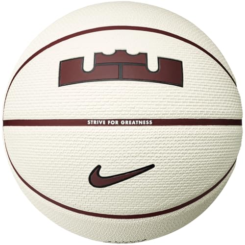 Nike Playground Basketball 8P LeBron James – Outdoor Street Basketball – Robust Training Basketball – Delivered Deflated, Sail/Dark Team Red/Black/Dark Team Red, 7