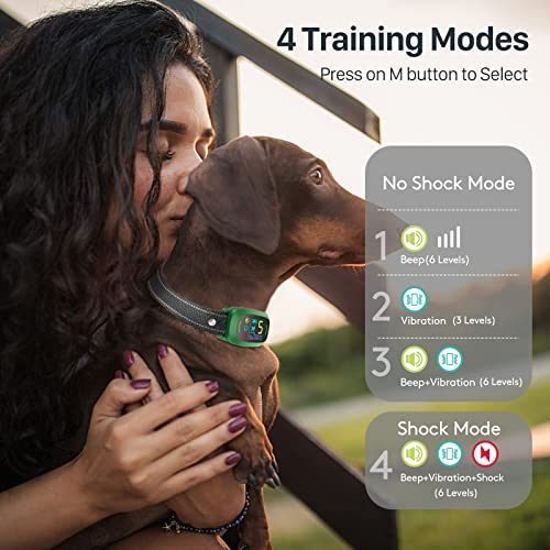 Dog Bark Collar, Fafafrog Rechargeable Smart Barking Collar, Anti Barking Training Collar With 5 Adjustable Sensitivity Beep Vibration Shock (Green) #TOP3