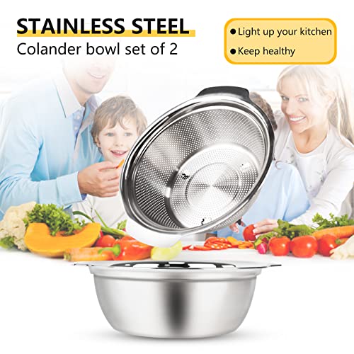 Pojory 304 Stainless Steel Colander Micro-Perforated Metal Colander Strainer With Handle For Kitchen/Draining Pasta/Rinsing Vegetables Fruits, Heavy Duty & Dishwasher Safe 2Pack… #TOP1