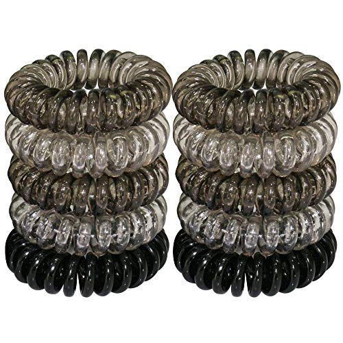 URBEST Hair Coils, Tie Hair, Spiral Hair Ties,Phone Cord Hair Ties, Elastics Hair Tie, No Crease Hair Ties, Coil Ponytail Holder (Black)