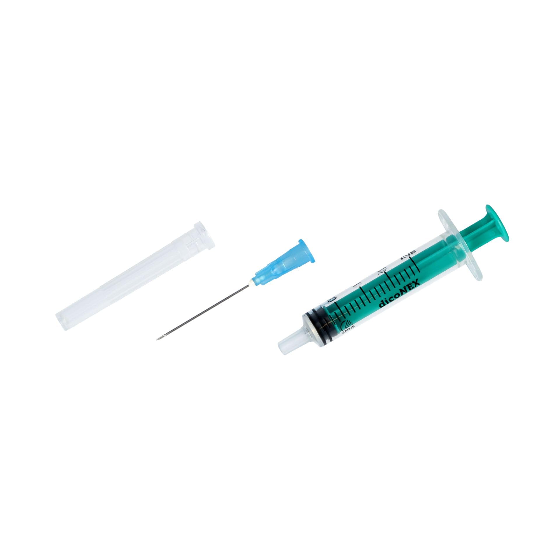 Zarys - Jeringa de uso único de 3 partes luer con aguja estéril - 2 ml - Caja de 100