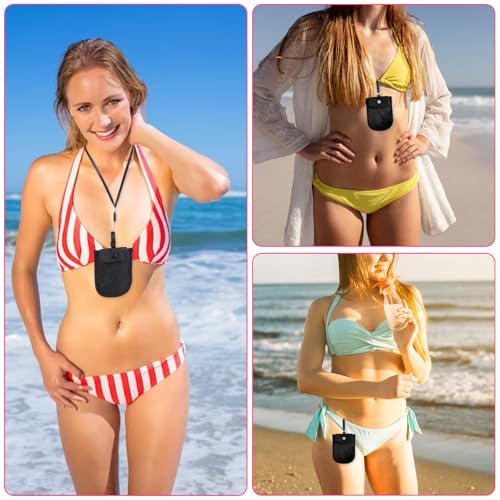 Image of Undercover Bra Wallet Hidden Undercover Travel Bra Pouch for Women Undergarment Neck Pouch with Adjustable Elastic Strap Ideal Secret Pocket Carry Accessory for Women Protect Valuables (Black)