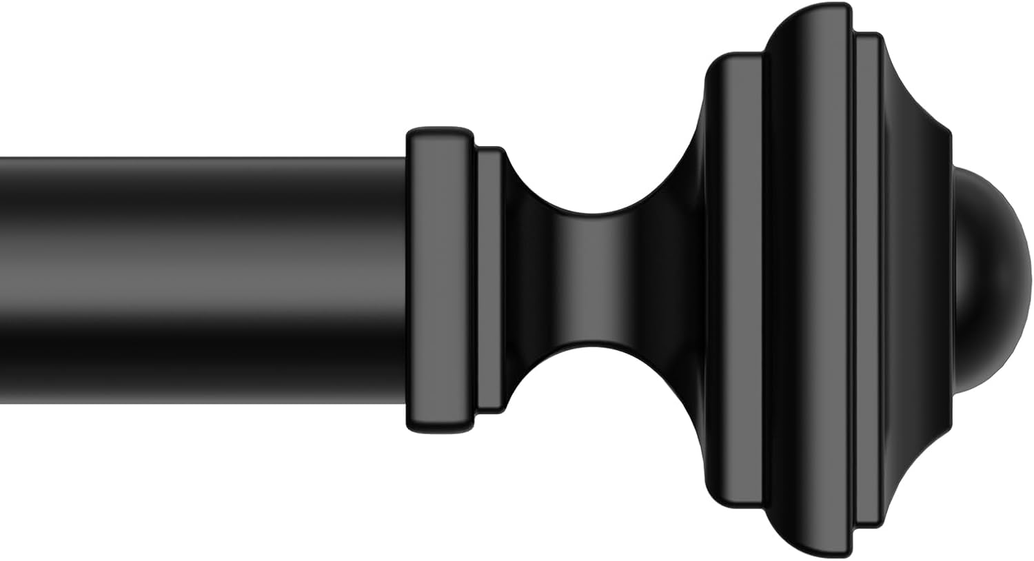 Black Curtain Rod for Windows 36-120 Inches, 1 Inch Heavy Duty Adjustable Drapery Pole, Modern Window Treatment Rod with Decorative Square Finials, Easy Installation