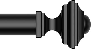 Black Curtain Rod for Windows 18-45 Inches, 1 Inch Heavy Duty Adjustable Drapery Pole, Modern Window Treatment Rod with Decorative Square Finials, Easy Installation