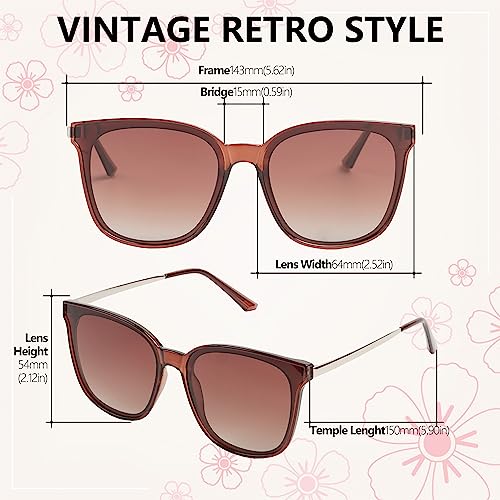 Image of Trendy TAC Polarized Square Sunglasses for Women Men, Oversized Lightweight TR90 Frame UV400 Protection