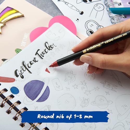 edding 4-1200-6 Fasermaler 1200 Color Pen, 1-3 mm, 6-er Set, sortiert, metallic (Fasermaler | sortiert, 6-er Set | metallic)