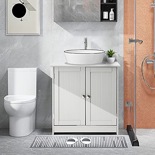 VINGLI Pedestal Sink Cabinet Traditional Under Sink Storage Cabinet White Bathroom Vanity with 2 Doors Adjustabel Shelf 23.6" x 11.8"x 23.6" by VINGLI - Used condition - Image 2