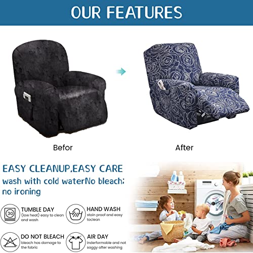 Image of Eco-Ancheng Recliner Slipcovers 4-Pieces Lazyboy Recliner Covers Recliner Couch Covers Recliner Chair Cover Non Slip Reclining Slipcovers with Storage Pockets Furniture Protector for Living Room