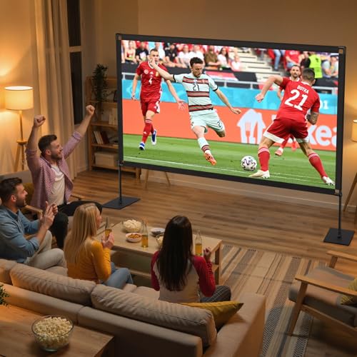120inch Outdoor Projector Screen with Stand: 16:9 4K HD Portable Projector Screen Outdoor Indoor - Front/Rear Movie Scre - Additional View