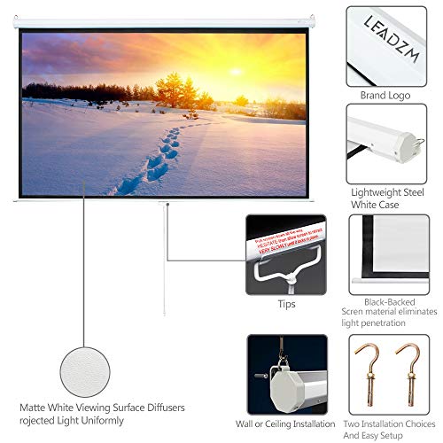 Pantalla Manual Proyector 84 Pulg 16:9 Para Cine En Casa miniatura 2