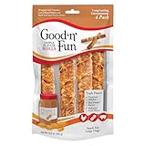 Good ’n’ Fun Triple Flavor Large Rolls, 4 Count, Rawhide Chews for All Dogs