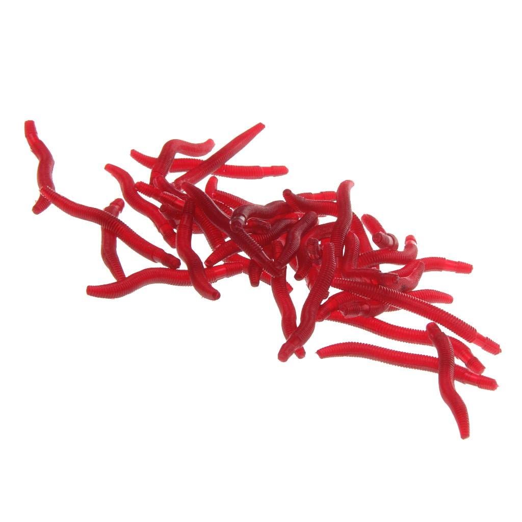 Pack of 50 Red Earth Worm Soft Lure Bait Great Imitation Realistic Movement-image-17