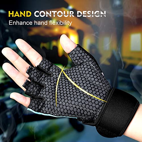 Image of ihuan Cycling Gloves Road Bike Gloves - Anti-Slip Shock Absorbing | Full Palm Protection | Breathable Biking Gloves for Cycling | Training | Workout | Sports Men & Women