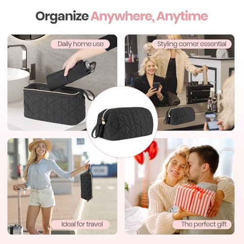 YUFIXO Hair Tools Travel Bag with Separate Heat Resistant Mat, Large Portable Organizer Bag for Women to Store Hair Dryers, Flat Irons, Curling Irons, Straighteners & Hair Accessories, Black - Thumbnail 7