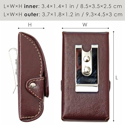 Image of Orsus Folding Glasses Hard Case with Belt Clip 3.4x1.4 In, Waist EDC Case for Folding Sunglasses Reading Glasses Black Brown