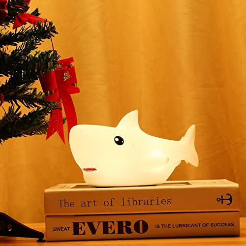 Cute Shark Night Light Kids Room,7 Color Changing LED Portable Touch Lamp for Bedroom, USB Chargeable Silicone Animal Nightlight for Baby Children Nursery Toddler Girl Kawaii Birthday Gift Decor
