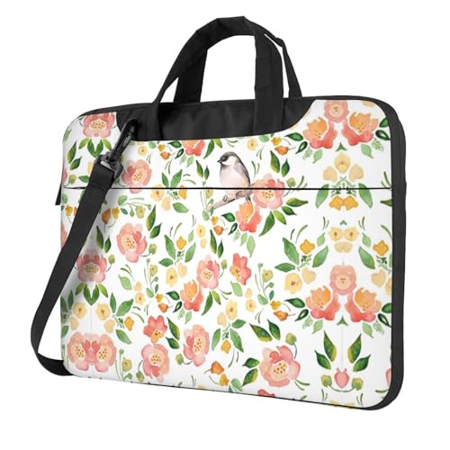 Sacoche ordinateur portable 15.6" avec imprimé fleurs et oiseaux au design élégant
