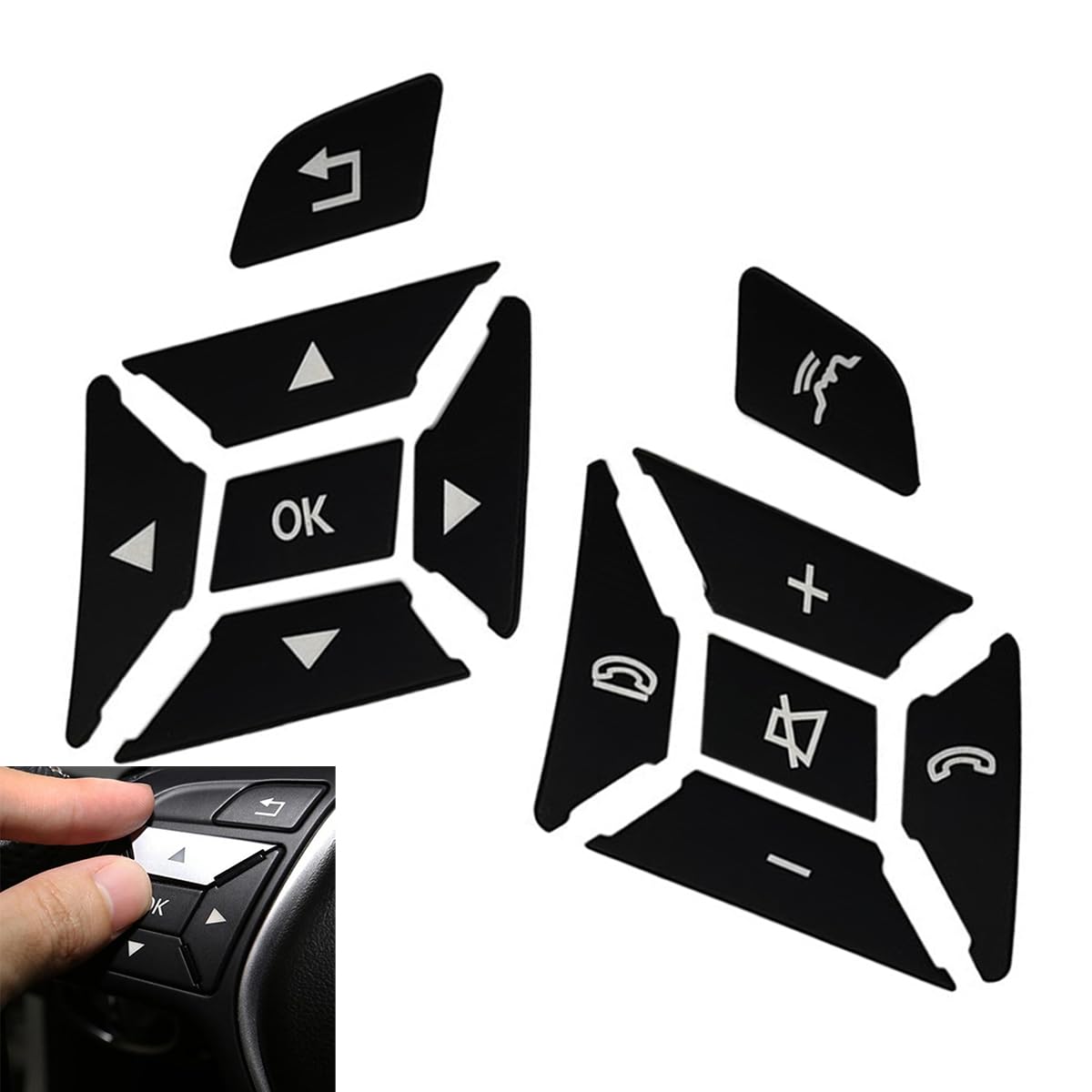 Black Car Steering Wheel Button Switch Trim Cover Sticker for Mercedes Benz A B C E Ml Gl Cla Gla Glk Sl SLK Class W176 W246 W212 W204