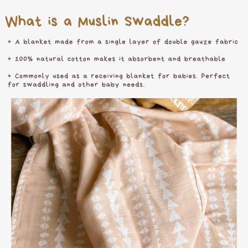 Image of Mini Wander Swaddles for Newborns Muslin Swaddle Blankets - Breathable Soft Gender Neutral Receiving Blanket Baby Essentials | 47 x 47 Cotton - (Terrain (Apricot)