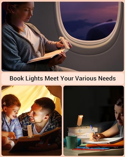 Image of DEWENWILS USB Rechargeable Book Reading Light, LED Clip on Booklight Flexible Reading Lights in Bed, Car at Night, Warm White, Brightness Adjustable, Perfect for Bookworms, Kids (Peach Fuzz)