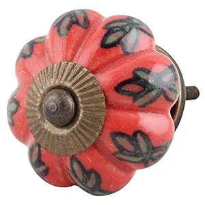 Indian-Shelf 2 Piece Multicolor Knobs -Ceramic Antique Knobs For Drawers - Sunset Pumpkin Door Handles For Wardrobe - 4.44 cm Handle Pulls