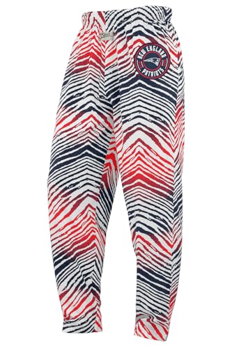 Zubaz NFL Adult Unisex Z88 Embroidered Zebra Ombre Team Color Pant, New England Patriots, Large