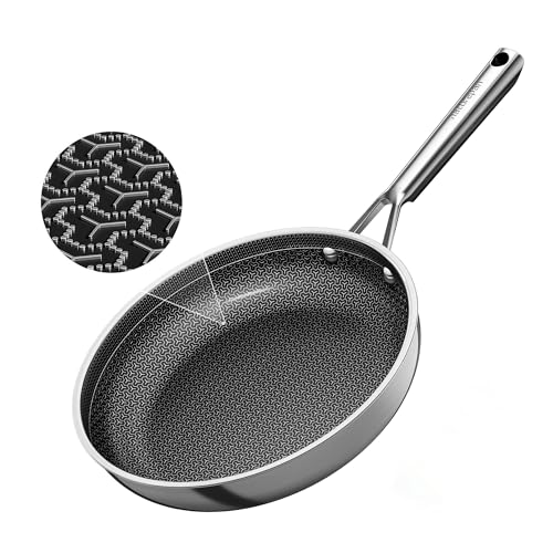 naturepan Edelstahlpfanne 28cm, DiamondTitan-Keramikbeschichtung, Antihaft Wabenpfanne, Bratpfanne für alle Herdarten, Pfanne induktion, Kühlbleibendem Griff, Spülmaschinenfest