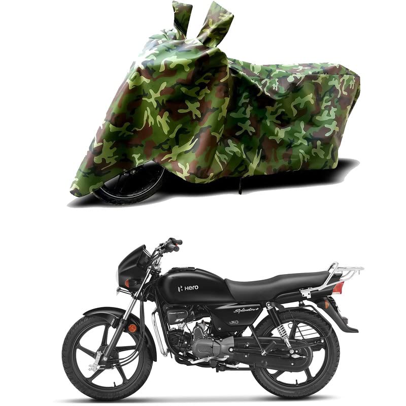 Image of 100% Water Resistant Bike Scooty Two Wheeler Body Cover Compatible for Hero Splendor Plus Xtec /UV-Rays /Heat Protection /Birds Dropping /Scratchproof /Dust Proof /Waterproof /All [Green MJ]