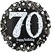 Produktbild Amscan 3374101 - Standard Folienballon Happy Birthday 70, Durchmesser circa 43 cm, Heliumballon, Geburtstag, Schwarz, Silber, Gold