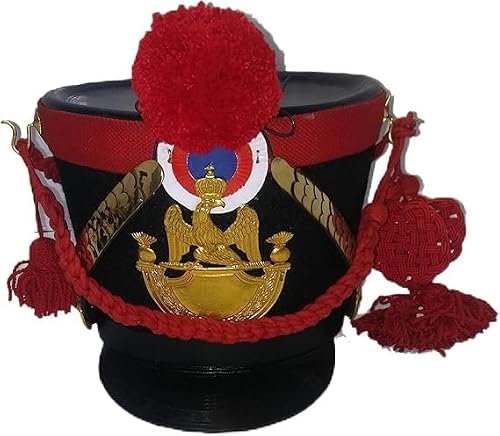 French Napoleonic Shako Helmet, Shako Helmet Red Pom-Pom