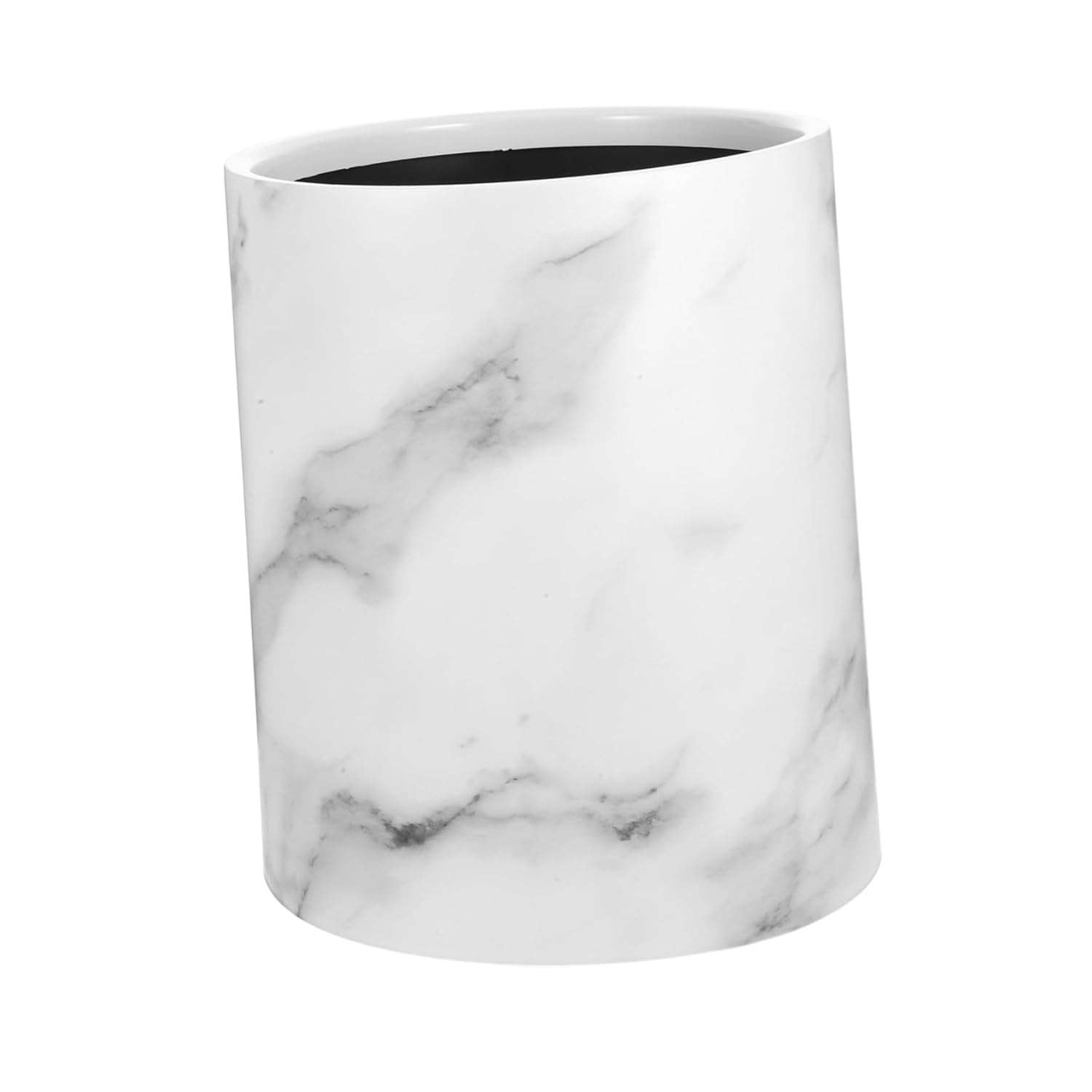 Marble Trash Can Round Garbage Bin 8L Double Layer Waste Basket Container for Kitchen Bathroom Home Office Hotel White