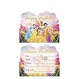 Paige Party Supplier 20 Pcs Princesses Birthday Party Invitation Cards,Princesses Cards for Kids Sup