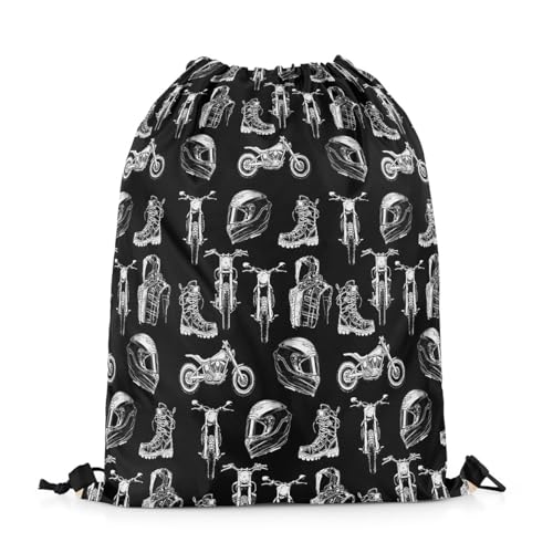 Feelyou Dirt Bike Drawstring Backpack 13"x15.7" Manuscript Motorcycle Helmet Sports Gym String Bag Racing Motocross Rider Drawstring Bags Extreme Sports Waterproof Cinch Bag Sports Drawstring Sackpack2