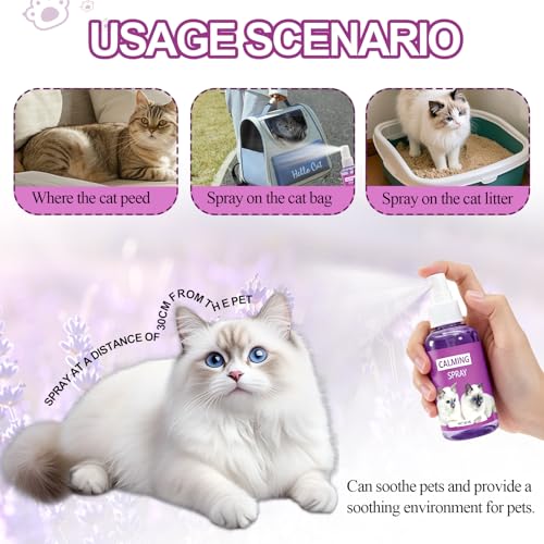 YOLONCE 2Pcs*60ml Classic Spray, Haustier Spray, Entspannungsspray, KatzenSpray, Beruhigendes Haustier, Lindert Ängste Stress, Umgebungsspray Für zusätzliche Entpannung, Zuhause und auf Reisen