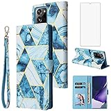 Asuwish Compatible with Samsung Galaxy Note 20 Glaxay Note20 5G Wallet Case Tempered Glass Screen Protector Leather Flip Card Holder Kickstand Phone Cases for Gaxaly Notes 20s Twenty Not Blue