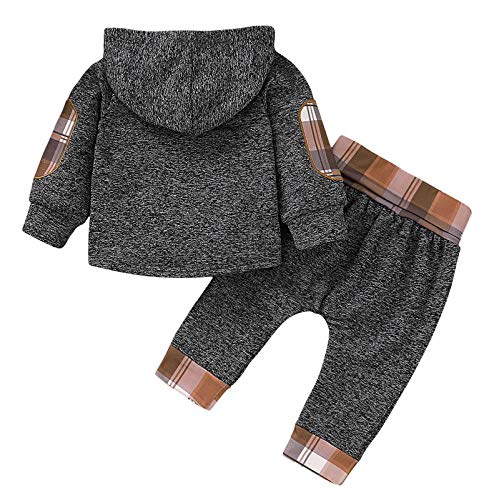 AmzBarley Baby Boy Clothes Plaid Long Sleeve Hoodie Tops Sweatsuit Pants Clothes Winter Outfit Set - Image 3