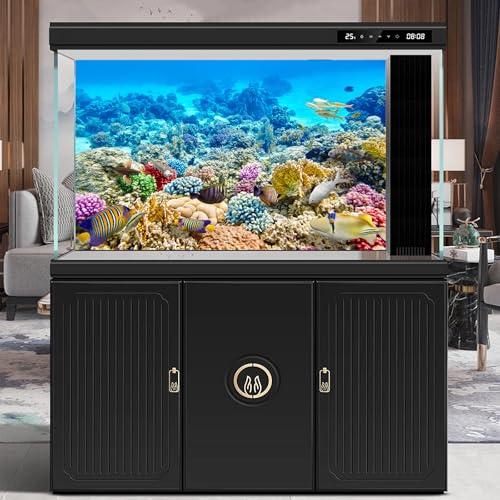 Image of Under The Sea Aquarium Background Underwater Coral Reef Panorama Terrarium Background Various Tropical Fish Breeding Aquariums Fish Tank Backdrop Deep Sea Blue Ocean with Sunbeams Backdrop 48x24in