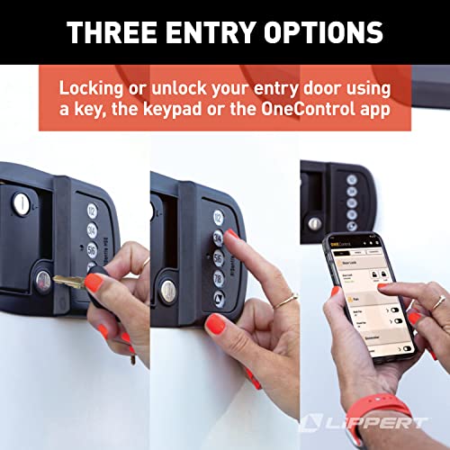 Image of Lippert Keyless RV Door Lock with Bluetooth - Left, Green,Red