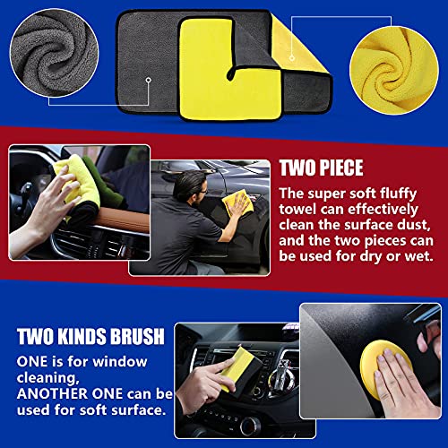 14 Pcs Car Detailing Kit With Car Detailing Brush Set, Car Detailing Brushes Tire Brush For Cleaning Exterior Interior, Car Cleaning Kit Detailing Microfiber Cleaning Towel, Car Cleaning Suppies Kit #TOP3