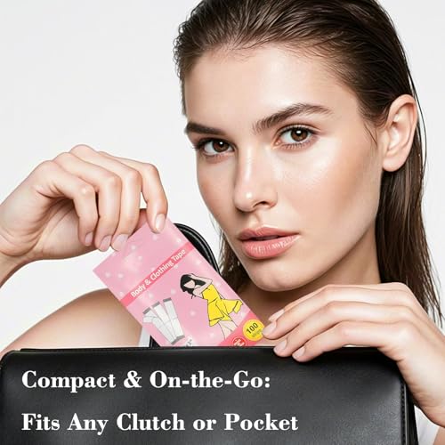 100 Strips Double Sided Tape for Clothes, Fashion Tape for Women, Dress & Bra Tape, Clear Clothing Tape to Keep Clothes in Place, Body Tape for Fabric to Skin 7