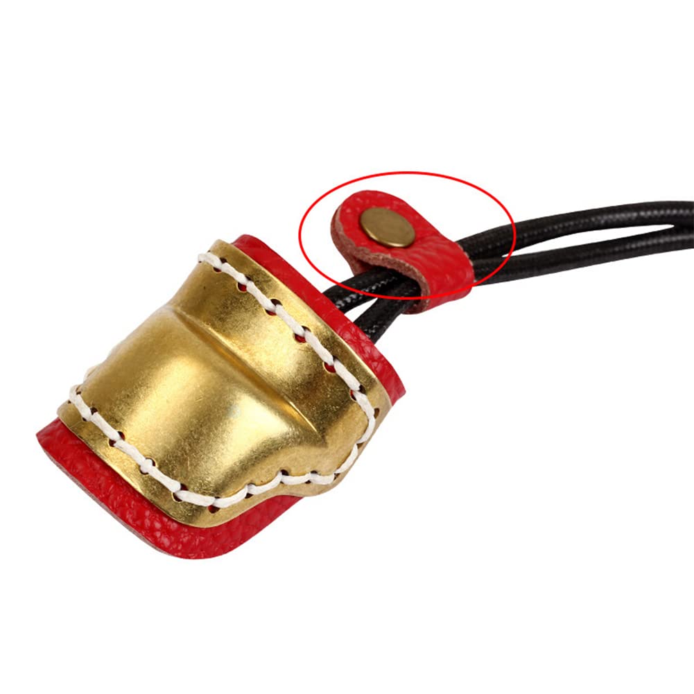 SPORTARC Anillo de pulgar Protector de dedos de cuero, con tiro con arco, protector de dedos de latón, anillo de seguridad, lazo de caza, negro