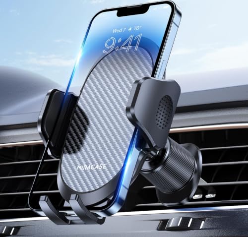 Miracase Soporte para teléfono de Coche 2025, Soporte Estable de Doble Gancho de Acero para ventilación de Coche, rotación de 360°, Soporte de teléfono móvil con liberación de un botón para iPhone