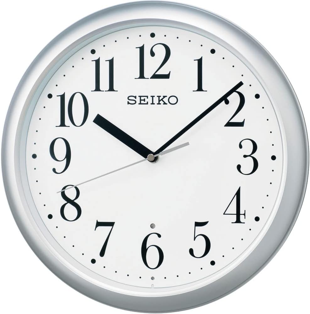 Seiko KX218S Seiko Clock Wall Clock, Radio Controlled Analog, Silver, Metallic
