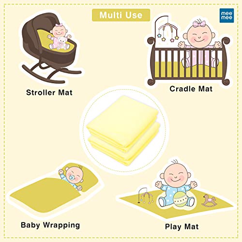 Image of Mee Mee Reusable Water Proof Cotton Bed Protector Sheet /Extra Absorbent Mat /Dry Sheets /Urine Sheet /Dry Mat Pack of 2 (Small, Yellow)(50CmX70Cm)