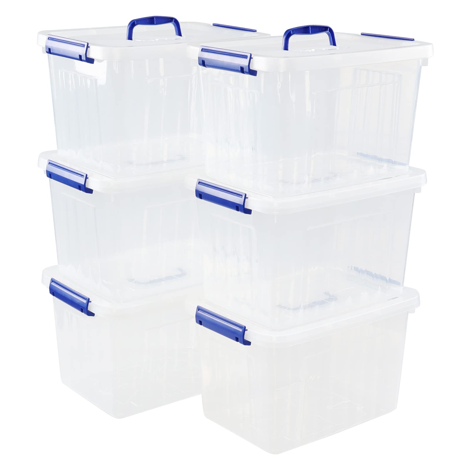 6 Stück 12 L Aufbewahrungsbox Mit Deckel Aus Kunststoff, Transparent, Plastik Aufbewahrungsbox