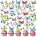 Jxuzh 64 unidades de decoración comestible con diseño de mariposas, para cupcakes, papel de oblea con mariposas, decoración para bodas, cumpleaños, baby showers, fiestas y cumpleaños