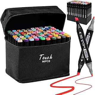 Funnasting Graphic Marker Pen, Permanent Marker Pens 80 Colors Alcohol Sketch Marker Dual Tip Art Marker Set for Design, Drawing, Colouring, Highlighting, Underlining